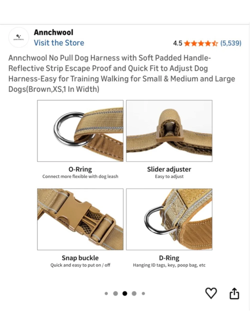 Annchwool XS No Pull Padded Tan Camo Tactical Harness (missed return window)